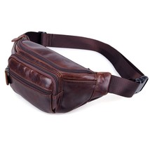 LACHIOUR Brand  Men Genuine Leather Fanny Pack Bag for Phone Pouch Male Leather  - £115.53 GBP