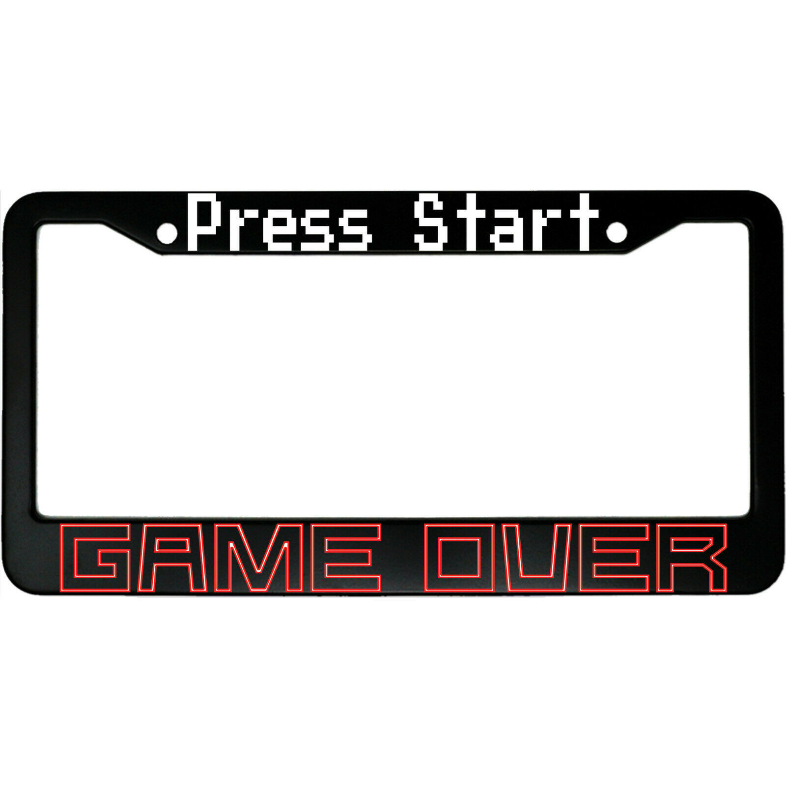 Press Start Game Over Gaming Aluminum Car License Plate Frame - $18.95