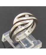 925 Sterling Silver - Vintage Swirly Wave Cut Beaded Topaz Ring Sz 6 - R... - $47.40 CAD