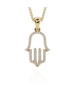 10k Real Gold Hamsa charm Pendants, Moissanite Diamond Pedant, gift for her - £62.30 GBP+