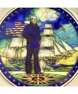 Lone Sailor Stained Glass Pewter Plate US Navy Memorial US Historical Society - £60.28 GBP