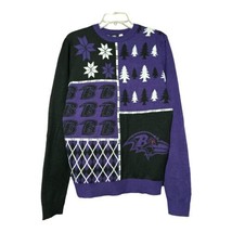 Baltimore Ravens NFL Black Purple Knit Pullover Ugly Christmas Sweater Sz Large - £15.02 GBP