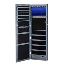 SONGMICS Lockable 6 LED Mirrored Jewelry Cabinet 47.2&quot; H | Door Mounted Jewelry  - £312.72 GBP