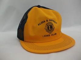 Alida &amp; District Lions Club Hat Vintage K Brand Blue Yellow Snapback Trucker Cap - £13.30 GBP