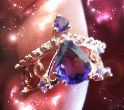 HAUNTED RING ROYAL CROWN CHAKRA CORRECT ALL WRONGS GOLDEN ROYAL MAGICK - £260.69 GBP