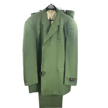 Stacy Adams Men&#39;s Suit Green 2 Piece Single Breasted Pleated Pants Sizes 54L-62L - £127.89 GBP+