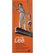 1958 Print Ad Lee Chetopa Twills Rugged Work Clothes Man on Beam Kansas ... - £16.80 GBP