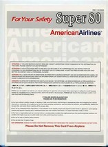 American Airlines Super 80 Safety Card Rev 10-2000 - £13.99 GBP