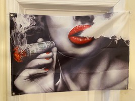 Sexy Lady Smoking Red Lipstick banner 2x3 feet - £19.90 GBP