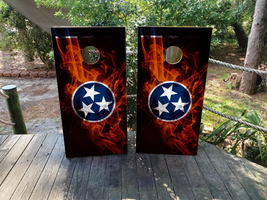 Waterproof Cornhole WRAPS / Smokey Tennessee State Flag / TN Orange / La... - $85.00