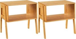 Bamboo Stackable End Tables, Wood Living Room Nightstand, Bedside Tables for Be - £55.35 GBP