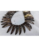 Large Brown bronze  Shell  pendant , 50x10mm Horn Spikes Sea Shell Beads... - $9.12 CAD