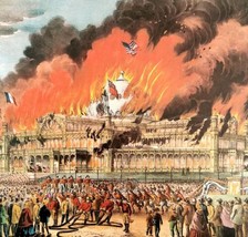 New York Crystal Palace Fire 1955 Currier &amp; Ives Color Plate Print DWEE35 - £39.95 GBP