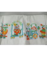 Riegel vintage cotton flannel receiving blankets clowns trains orange blue green - $31.49