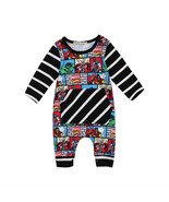 NWT Avengers Comic Strip Baby Boys Black Long Sleeve Romper Jumpsuit Out... - €6,27 EUR