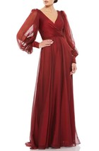 Mac Duggal 67873 lllusion Long Sleeve A-Line Gown SZ 12 Garnet - £140.78 GBP