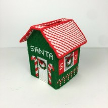 Santa Christmas Holiday Square Tissue Box Cover Plastic Canvas Handstitched Yarn - £25.69 GBP