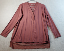 LOGO by Lori Goldstein Cardigan Womens Size 2XS Pink Rayon V Neck Button Front - £19.23 GBP