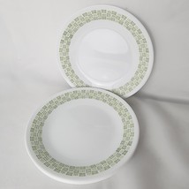 Corelle BASKET WEAVE White w/Green Lines &amp; Bars 4-Bread &amp; Dessert Plates... - $197.68 MXN