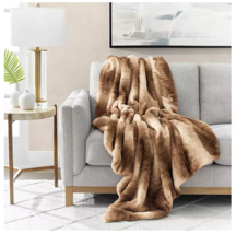 Luxury Brown Chinchilla Print Faux Fur Throw 60&quot;x70&quot; - £46.31 GBP