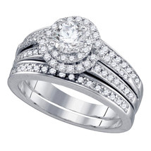 14k White Gold Round Diamond Bridal Wedding Engagement Ring Set 1-1/5 Ctw - £2,340.89 GBP