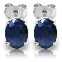 2 Carat 14K Solid White Gold Stud Earrings Natural Sapphire Gemstone - £175.27 GBP