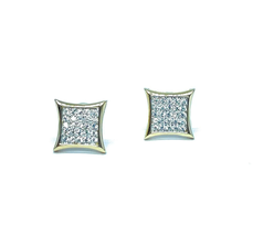 ADIRFINE 14K Solid Gold 8.5mm Square Micro Pave Cubic Zirconia Studs Earrings - $155.99