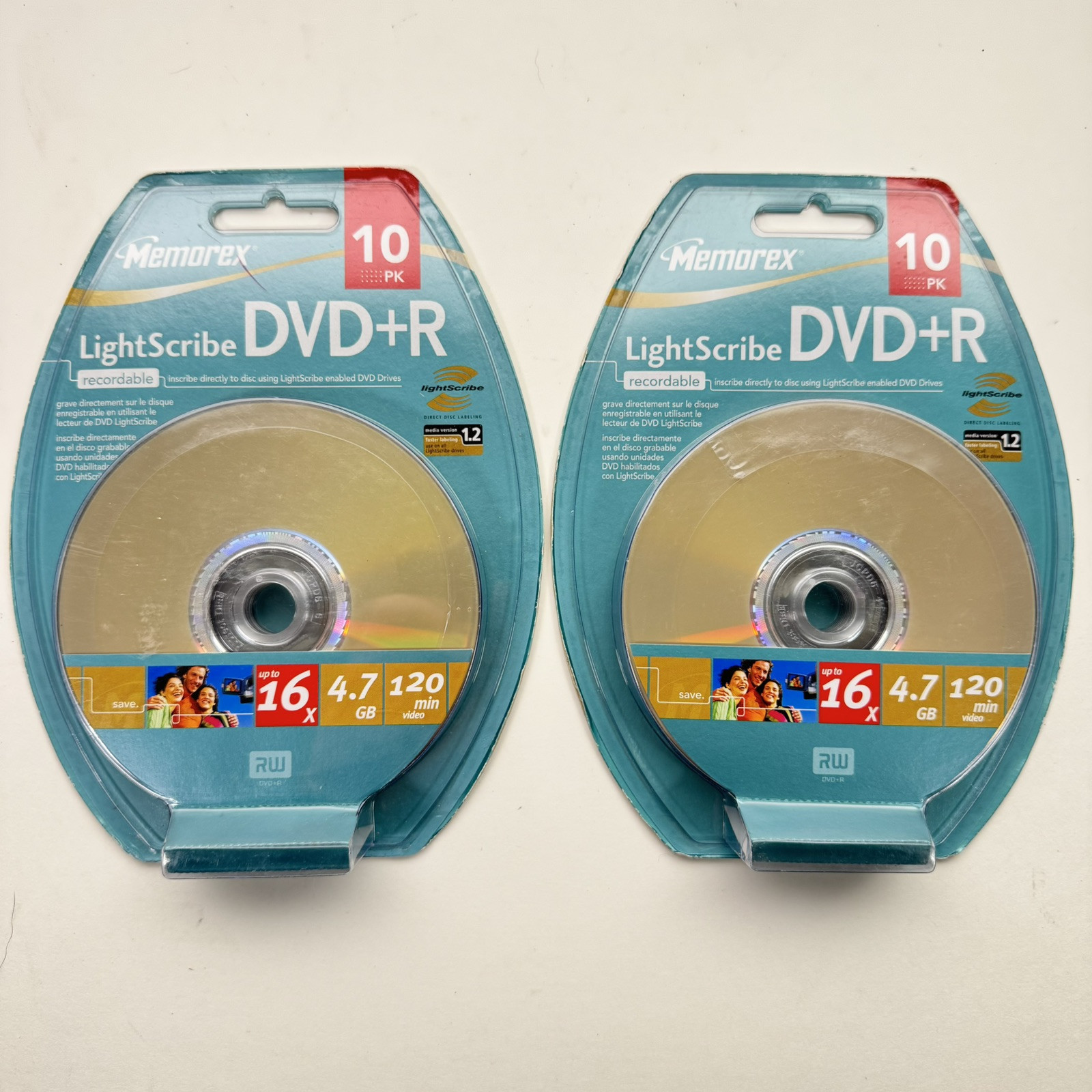 2 Packs Of 10 Memorex LightScribe DVD+R Recordable Discs 16x 4.7 GB 120m... - $24.74