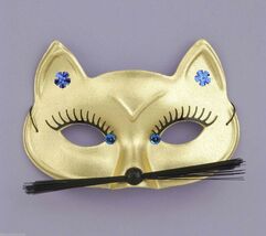 GOLD PANTHER CAT1/2 EYE MASK FACE MASK HALLOWEEN COSTUME MASQUERADE ACCE... - $11.76