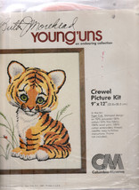 Columbia Minerva Crewel  Kit Ruth Moorehead Young'uns  7154 Tiger Cub  1980 9x12 - $12.98