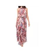 MSK Pink Pleated Elastic Waist Back Cut Out Floral Sleeveless Gold Halte... - €51,13 EUR