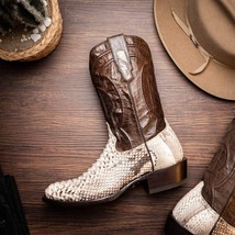 KANSAS Genuine Snake Skin Cowboy Boot from the Western Collection Natural image 11