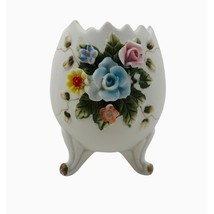 Vintage Lefton China Floral Egg Vase Hand Painted Porcelain Collectible 2592 - £11.83 GBP