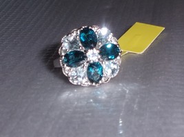 London Blue Topaz Oval, Sky Blue Pear &amp; W Topaz Cocktail Ring, Size 7, 6.13(Tcw) - £71.06 GBP