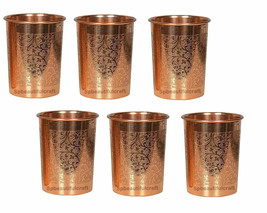 Copper Water Drinking Tumbler Glass Beautiful Full Embossed Health Benefit 300ML - £7.42 GBP+