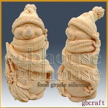 3D Food Grade Silicone Mold - Smiling Snowman in Cozy Cap - £52.22 GBP