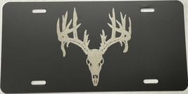 NEW Deer Skull #2 Logo Laser Engraved License Plate Car Tag Gift Flat Black - $22.95