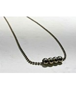 4 Beads Dog Tag Style Chain Necklace Sterling Silver .925 15&quot; Chain - $1,477.37 MXN