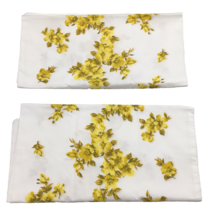 2 Vintage Pillowcases 70s Perma-Prest Sears Yellow Floral King Size 21 X 40 - £18.87 GBP