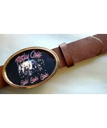 MOTLEY CRUE &quot;GIRLS,Girls Rock Epoxy BELT BUCKLE&amp;1 1/2&quot; Brown Bonded Leat... - $33.85 CAD