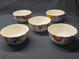 Home Trends 6.25&quot; Soup Cereal Bowl Bella Fruit Pears Apples Grapes - Set Of 5 - £22.32 GBP