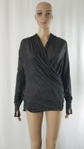 Athleta Heathered Gray Faux Wrap Long Sleeve Top Womens Large - £34.77 GBP