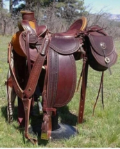 Western saddle hot seat handmade carved saddle 16&quot; color brown - £500.17 GBP