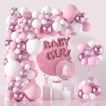 Pink And White Balloon Arch Garland Kit-121 Pcs 5+12+18 Inch White Pink Baby Gir - £24.17 GBP