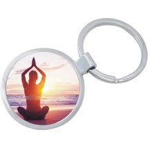 Yoga Meditation Beach Keychain - Includes 1.25 Inch Loop for Keys or Backpack - £8.58 GBP