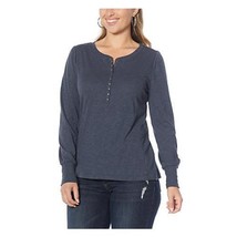 Democracy Puff-Sleeve Snap Henley Knit Top (PEWTER, XS) 769365 - £12.14 GBP