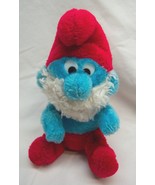 VINTAGE 1981 Smurfs PAPA SMURF 7&quot; Plush Stuffed Animal Toy 1980&#39;s - $27.22 CAD