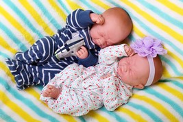 Reborn Babies Twins Boy Girl Preemie Anatomically Correct Vinyl Silicone - £243.47 GBP