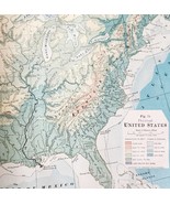 1916 United States Of America Map Fold Out Physical Elevation Topography... - €17,15 EUR