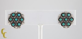 Sterling Silver Small Turquoise Round Clip-On Earrings Unique - £78.83 GBP